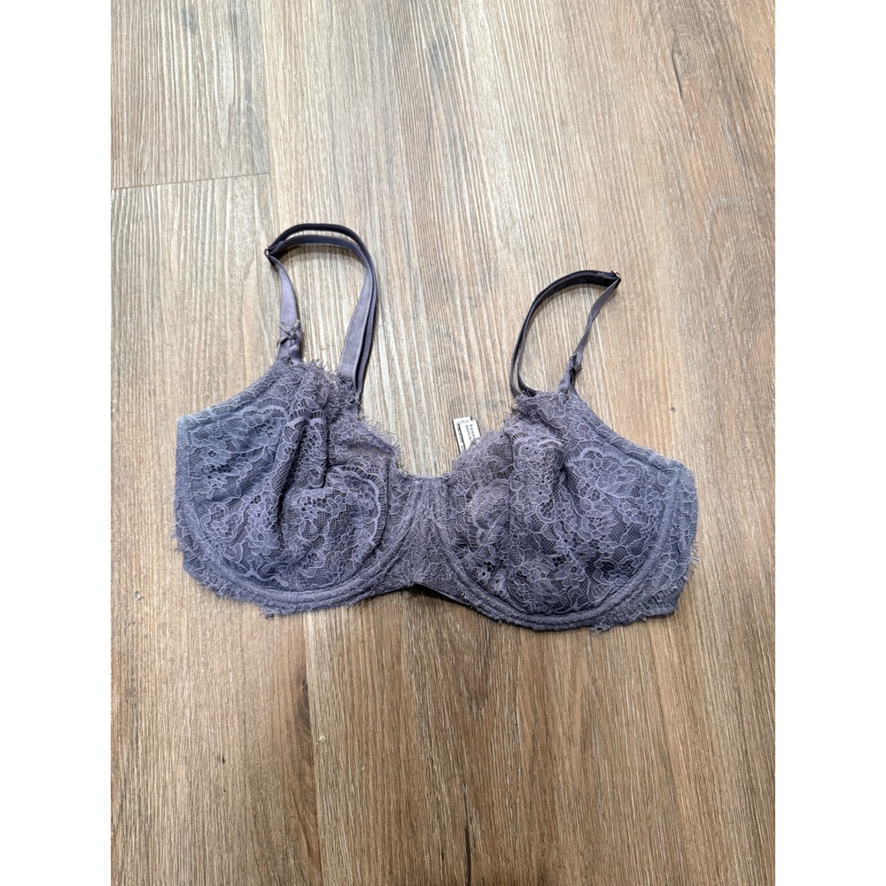 Victoria's‎ Secret Unlined Lace Demi Bra 36DD Purple Underwire Eyelash Trim